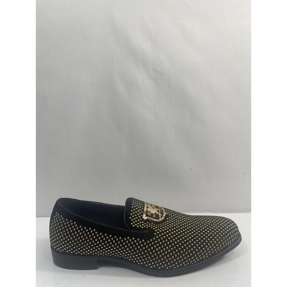 Stacy Adams Other - Stacy Adams Swagger Shoes Mens Size 7.5 Black Gold Dress Loafers Slip On New Box
